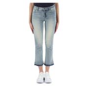 Flare Capri Jeans med Fem Lommer