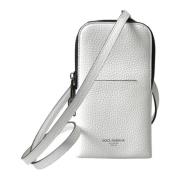 Hvit Skinn Crossbody Telefonveske