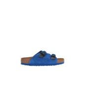 Blå Semsket Flat Sandaler
