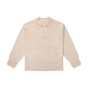 Elegant Strikket Polo Genser Ivory