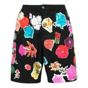 Sort Blomster Bermuda Shorts