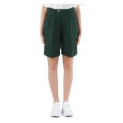 Bomull og lin Bermuda shorts med folder