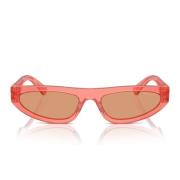 Moderne rød transparent solbriller med oransje linser