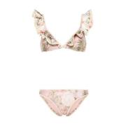 Blomstertrykk Heklet Kant Bikini Set