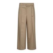 Pinstripe Wide Leg Pants Beige