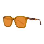 Gule firkantede solbriller med brune gradientlinser