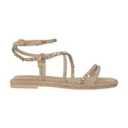 Flat sandal med rhinestones