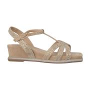 Skinnende kile sandal med strass stropper