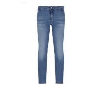 Blå Denim Jeans med Beltehemper