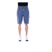 Denim Shorts med glidelås og knappelukking