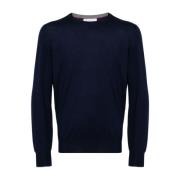 Blå Ull Crew Neck Sweater