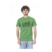 Grønn Logo Print Bomull T-skjorte