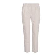 Beige Stretch Bomull Cropped Bukser