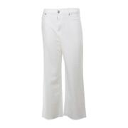 Hvite Wide Leg Cropped Jeans