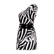 Zebra One-Shoulder Kjole med Belte