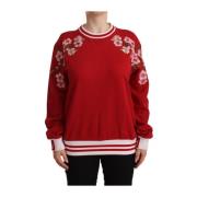 Rød Bomull Crewneck Pullover Sweater