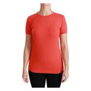 Rød Bomull Crewneck T-skjorte Oppgradering