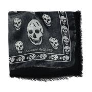 Sort Skull Print Skjerf