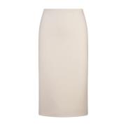 Ivory Wool Midi Skjørt med Splitt