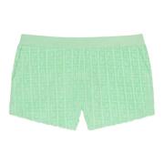 Grønne Ribbestrikkede Shorts med 4G Mønster
