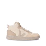 Beige Skinn Høye Sneakers