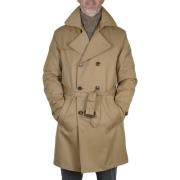 Blandet Bomull Dobbeltspent Trenchcoat - Beige, Størrelse 52