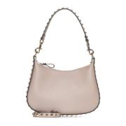 Rockstud Blush Pink Skinn Hobo Veske