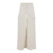 Hvit Denim Wide Leg Jeans