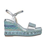 Rhinestone Wedge Sandal med Flettet Detalj