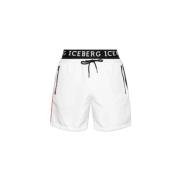 Hvit Regular Fit Polyester Shorts