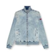 Track Denim Zip-Up Sweatshirt