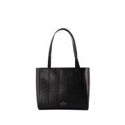 Svart Skinn Shopper Bag - Trykt