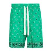 Paisley Print Shorts Lettvekts Elastisk Midje