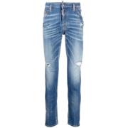 Blå Distressed Skinny Jeans