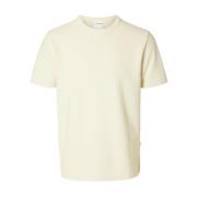 Beige Basic T-Skjorte med Rund Hals