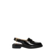 Svart Cut-Out Slingback Penny Loafers