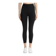 Høy midje ensfarget leggings med elastisk midje