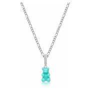 Men's Silver Necklace with Turquoise Gummy Bear