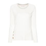 Hvit Crew Neck Sweater med Lurex