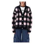 Vichy Cardigan Svart Rosa Strikkeplagg