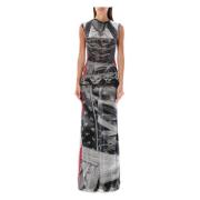 Mesh Maxi Kjole Drindl Print