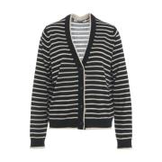 Elegant Svart Stripete Cardigan Aw24