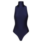 Blå High Neck Bodysuit Made in Italy