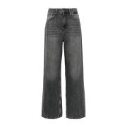 Grå Whiskering Straight Leg Jeans