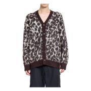 Leopard Jacquard V-Neck Sweater