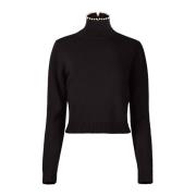 Sort Perlestrikket Turtleneck