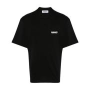 Svart Logo Print Crewneck T-skjorte