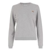 Bomull Crew Neck Logo Sweatshirt Grå