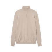 Kamel Half-Zip Merino Strikk