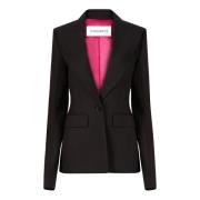 Svart Ull Gabardine Blazer